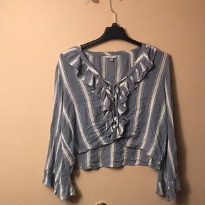 Long sleeve tie up blouse